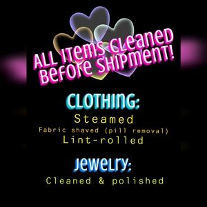 ALL ITEMS CLEANED BEFORE SHIPMENT